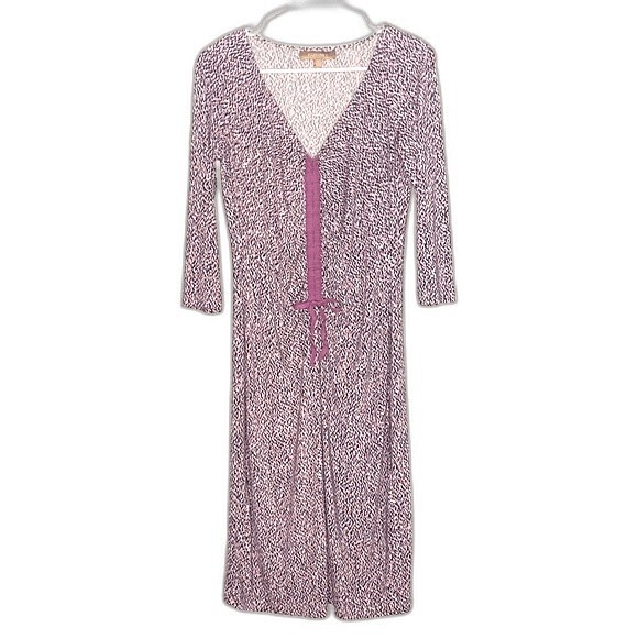 Ellen Tracy Purple Print Shift Midi Comfy Stretchy Dress Size Small - Picture 1 of 8